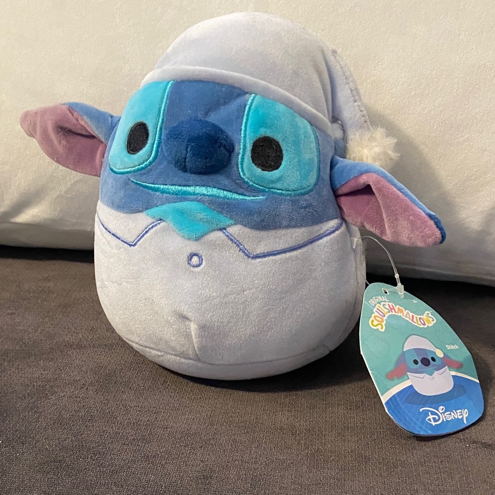 Disney Squishmallow Blue and Purple Stitch with pajama outfit  Plush 8” NWT